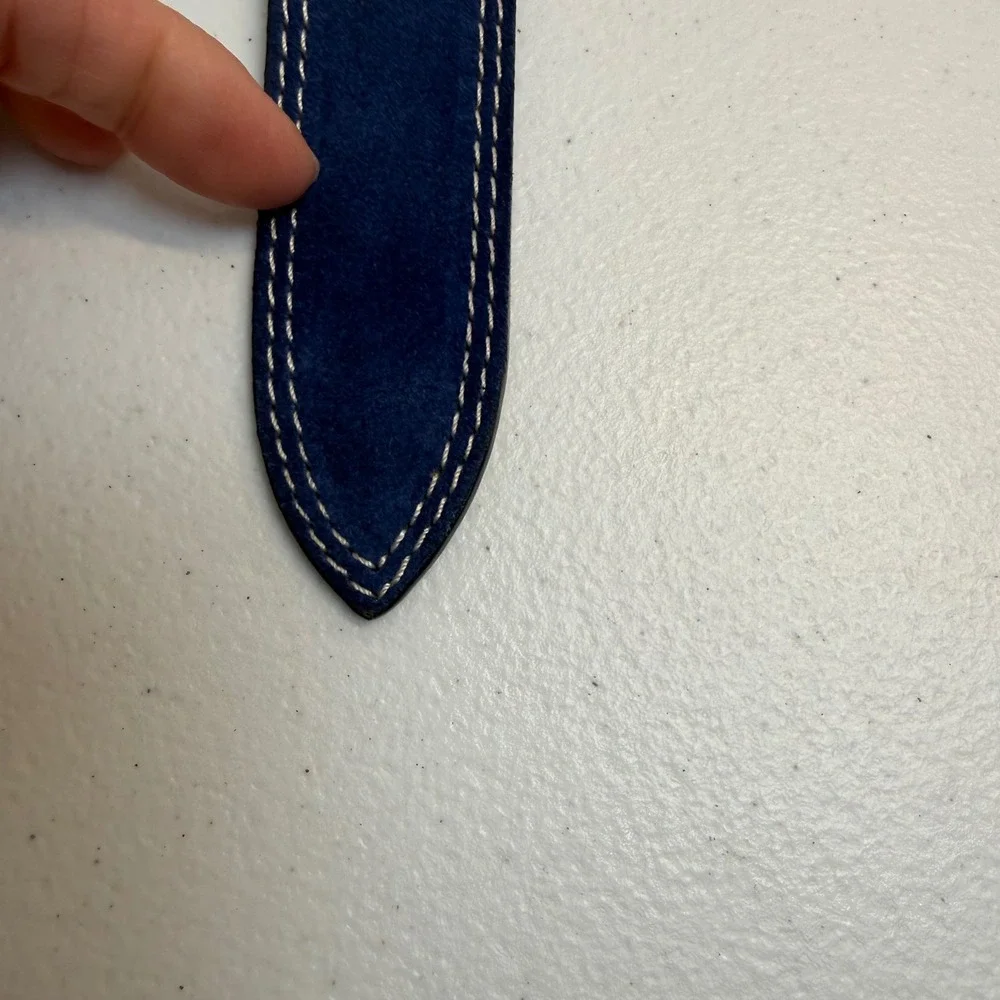 Donald J. Pliner Made in Italy Franco Royal Blue Suede Leather Belt Size L 44